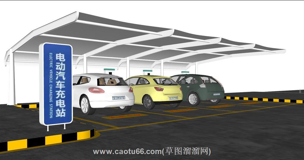 新能源汽车充电站SU模型