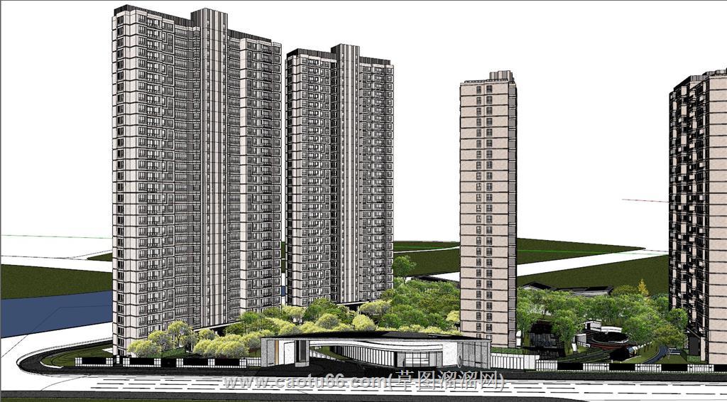 小区景观高层SU模型
