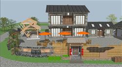乡村民宿菜园SU模型