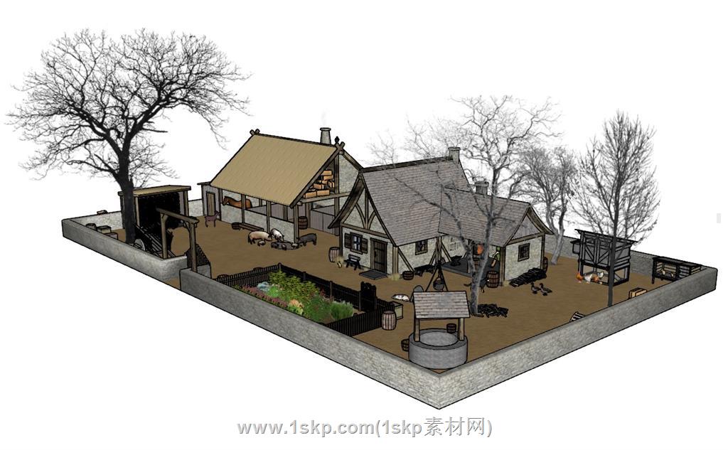 乡村农村农场SU模型
