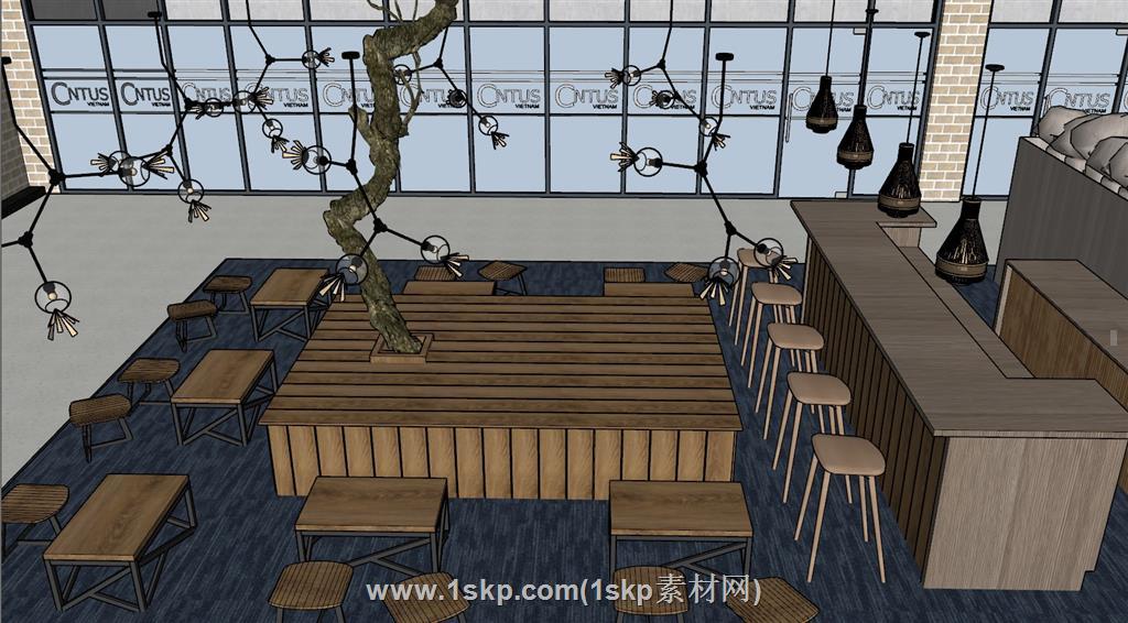 餐饮店餐厅SU模型