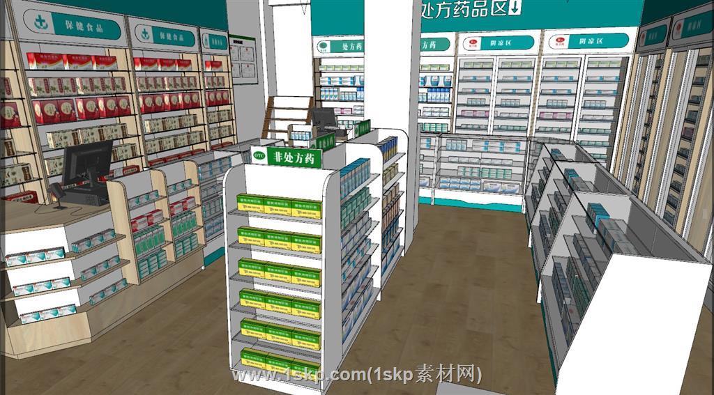 药店药柜展示柜SU模型