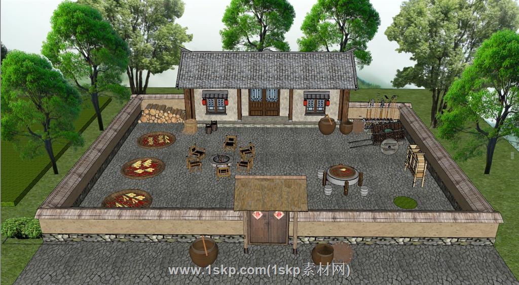 乡村民宿农具SU模型