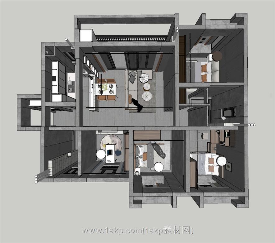 家装户型SU模型