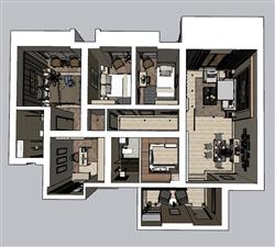 现代家装住宅SU模型