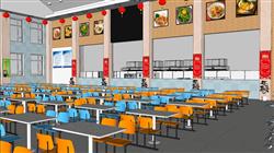 食堂饭堂SU模型