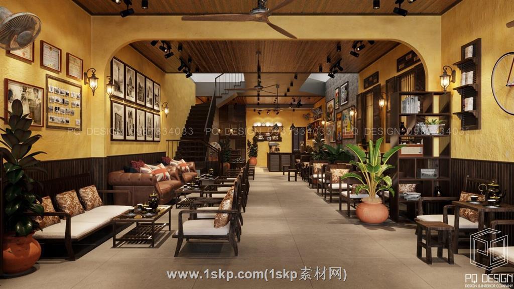 咖啡店餐饮店SU模型