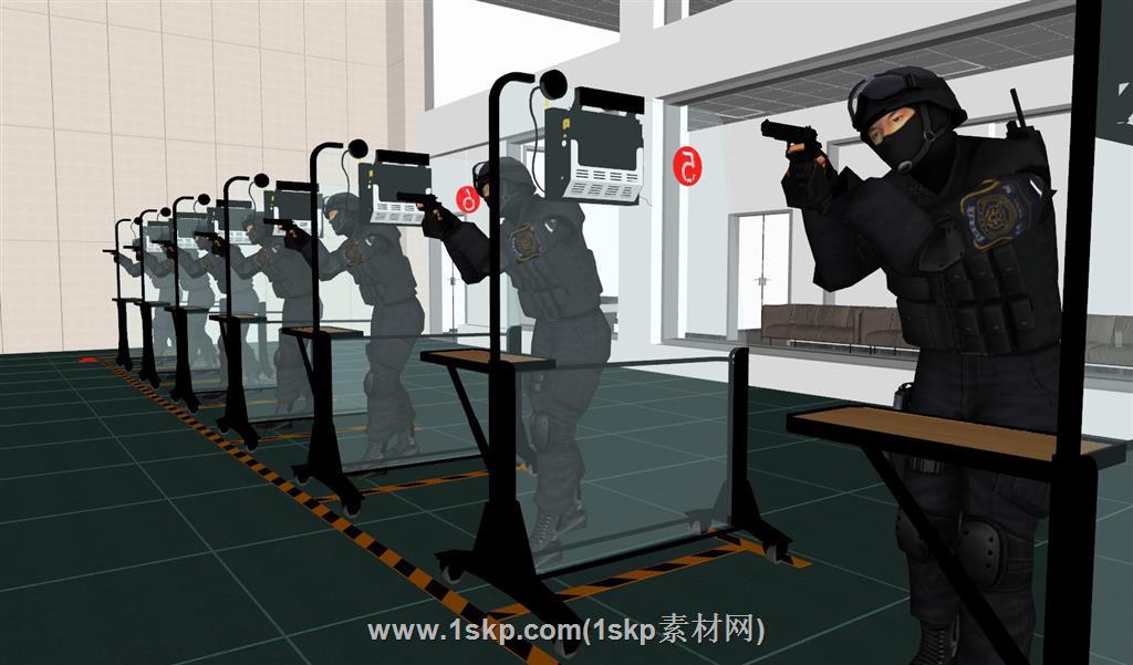 CS人物射击靶场SU模型