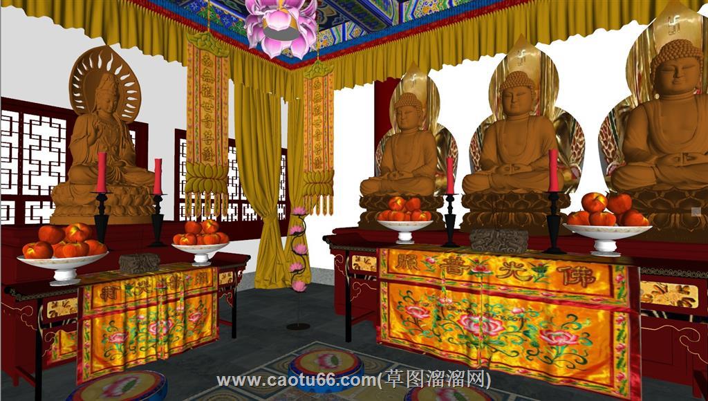 佛堂寺庙庙宇SU模型