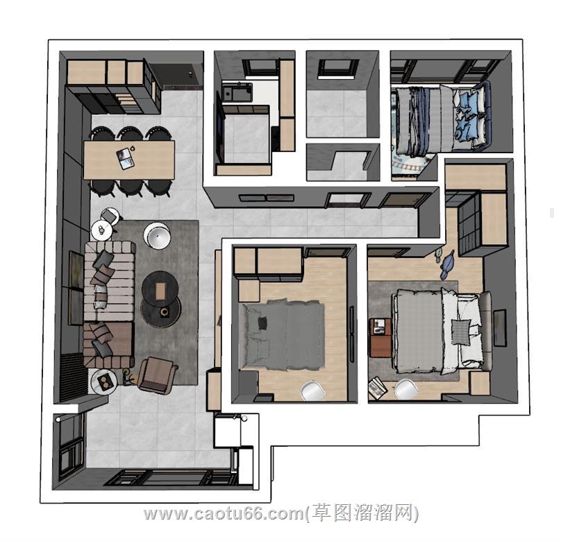 家装鸟瞰样板间SU模型