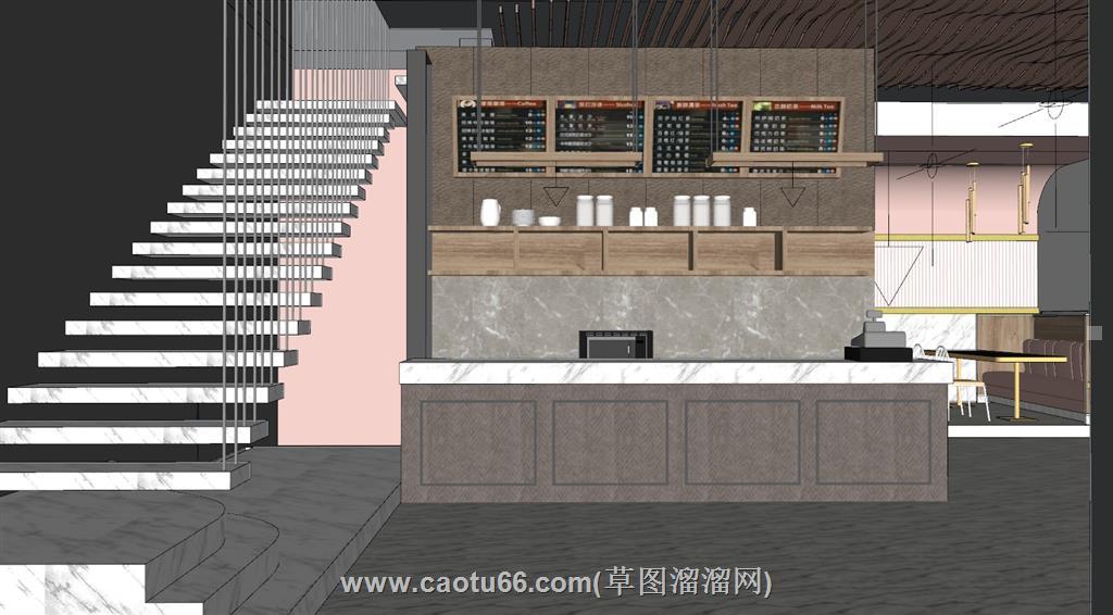主题餐厅茶餐厅SU模型