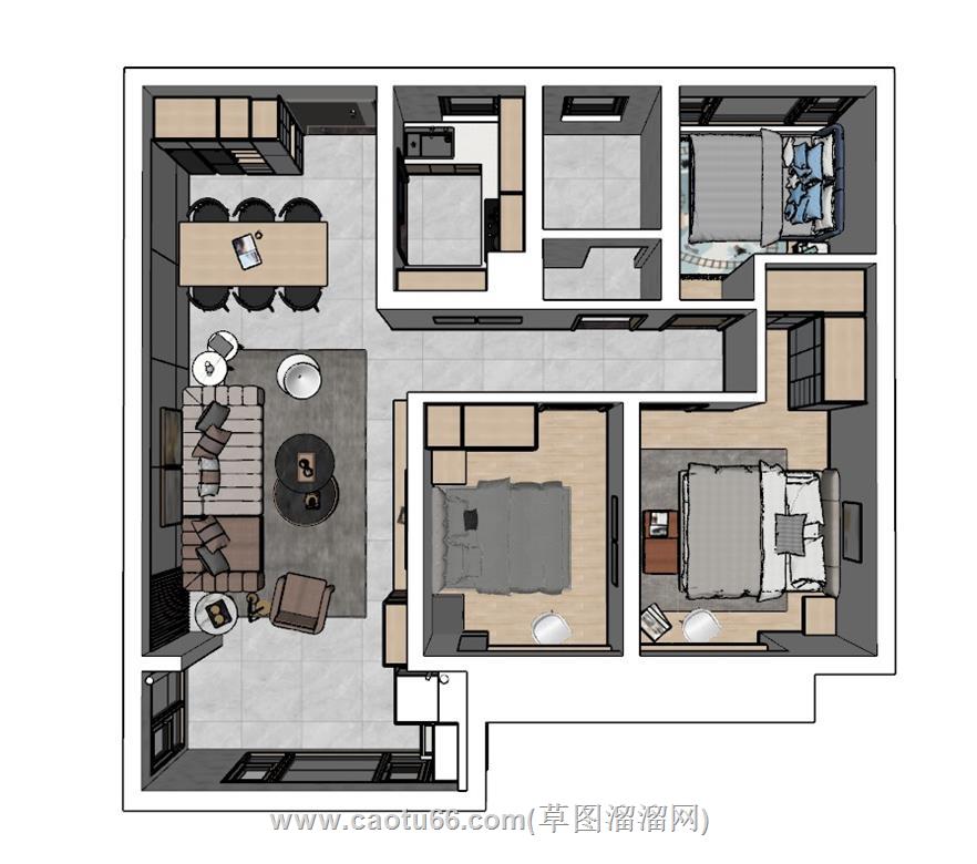 家装鸟瞰样板间SU模型