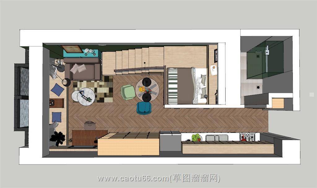 单身公寓家装SU模型