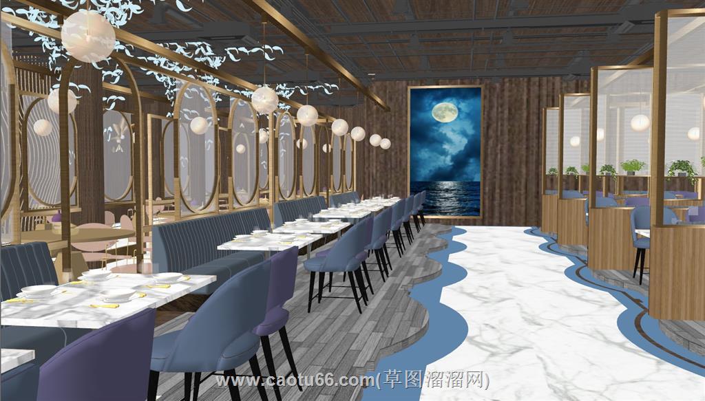 主题茶餐厅餐厅SU模型