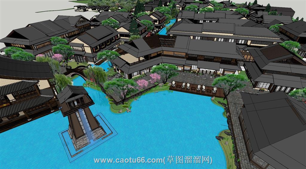 中式商业街景观SU模型