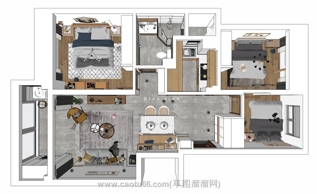 公寓家装户型SU模型