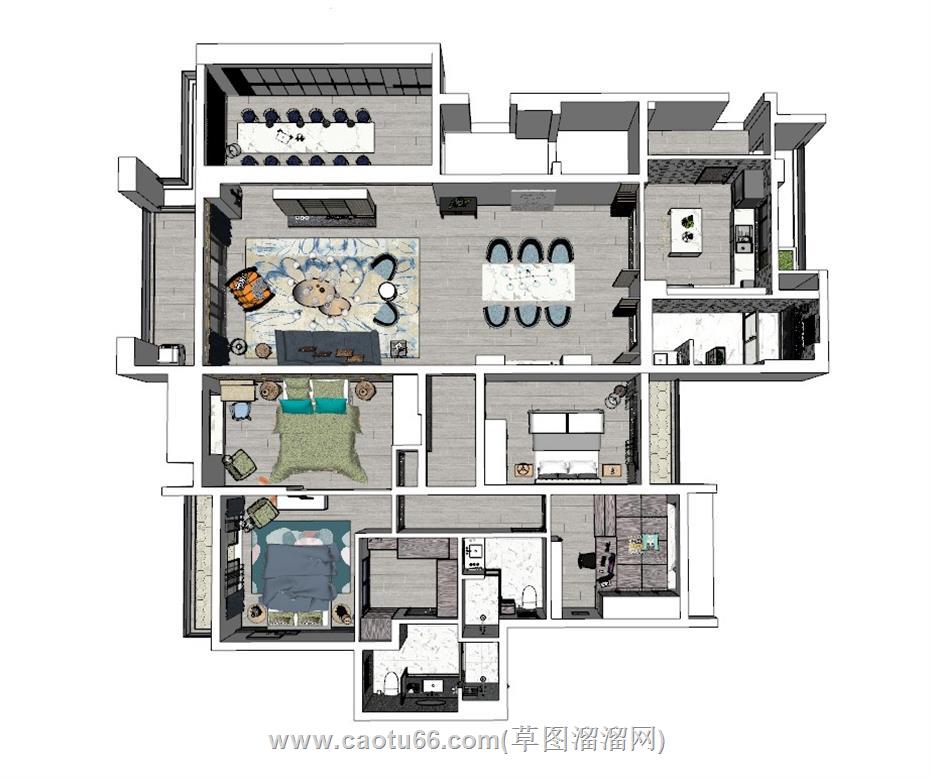 北欧家装户型SU模型