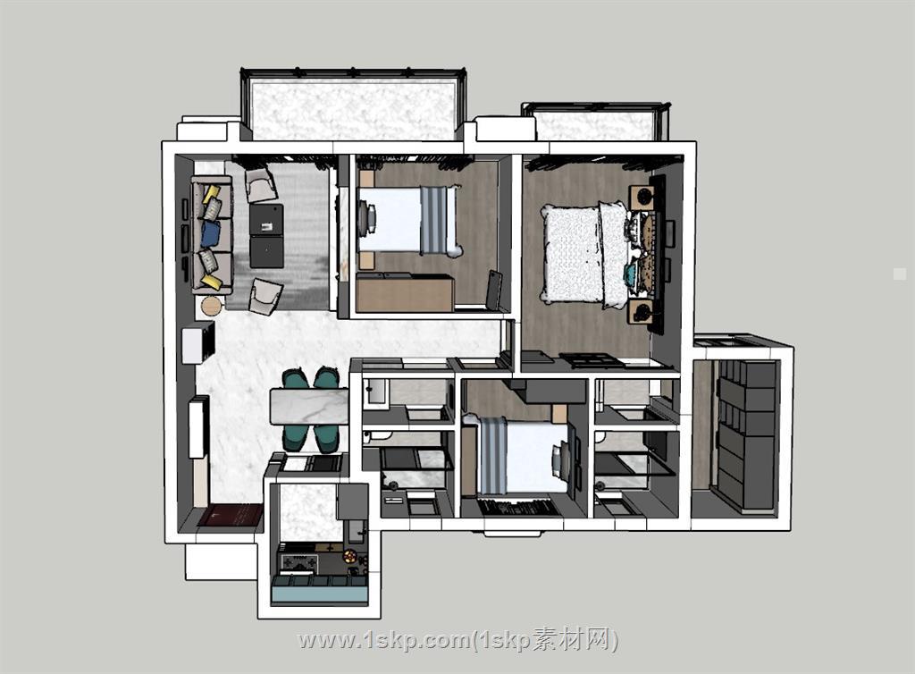小户型公寓家装SU模型