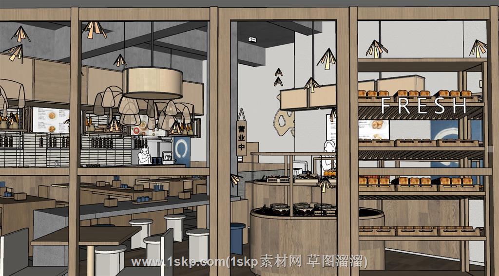 餐饮店饮食店SU模型