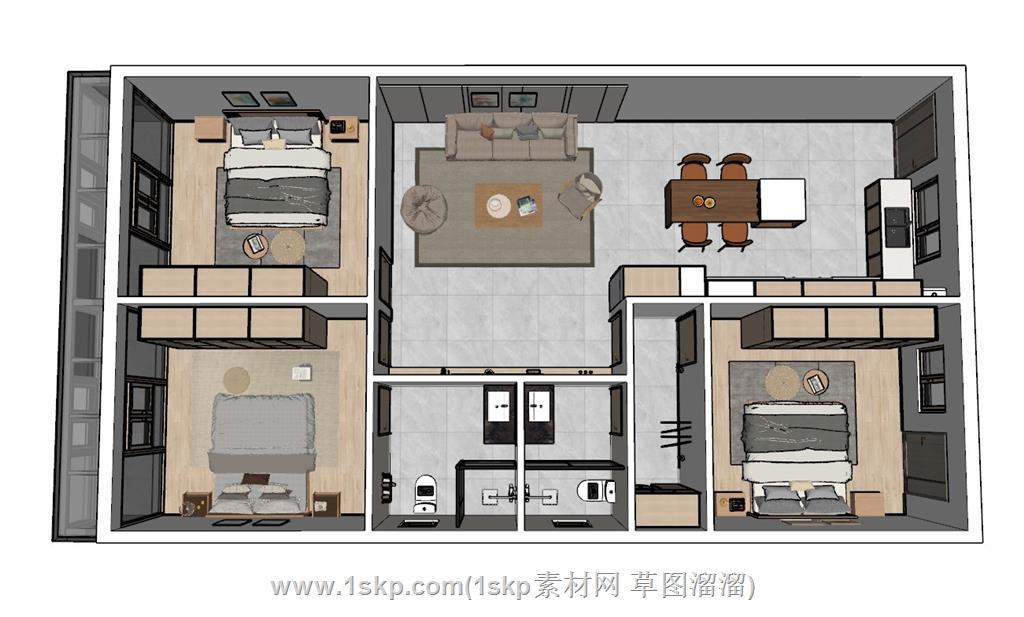 日式家装样板间SU模型
