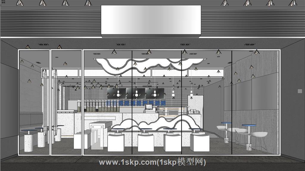 奶茶店餐饮店SU模型