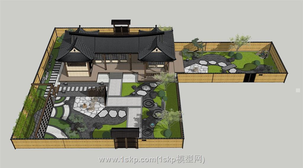日式庭院景观SU模型
