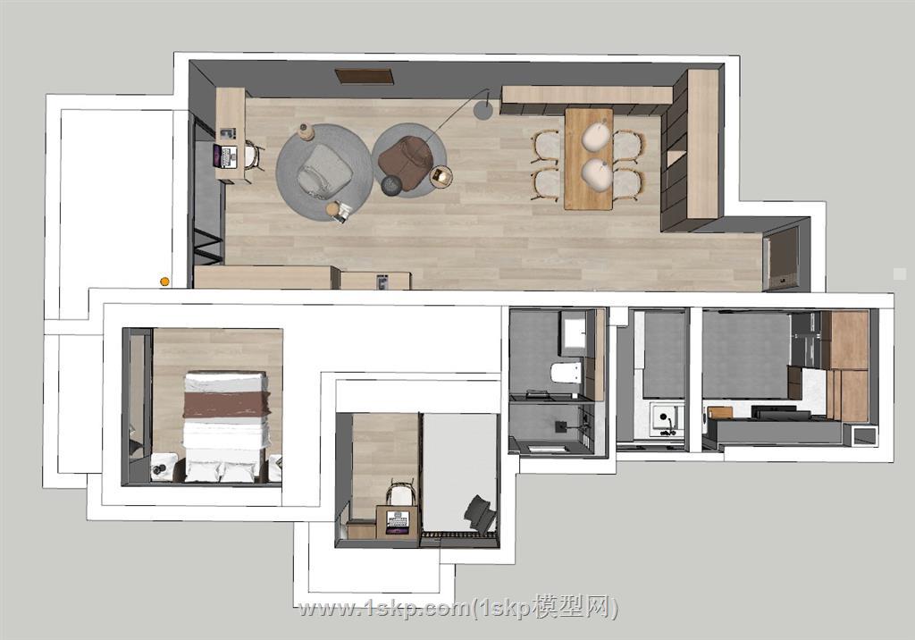 现代小户型家装SU模型
