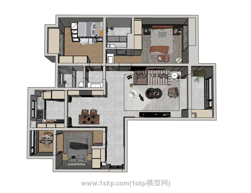 公寓家装户型SU模型