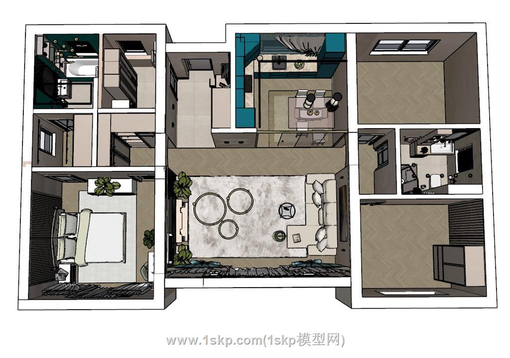 简欧家装户型SU模型