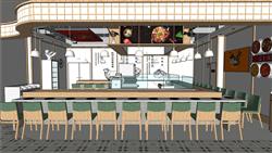 火锅店餐饮店SU模型