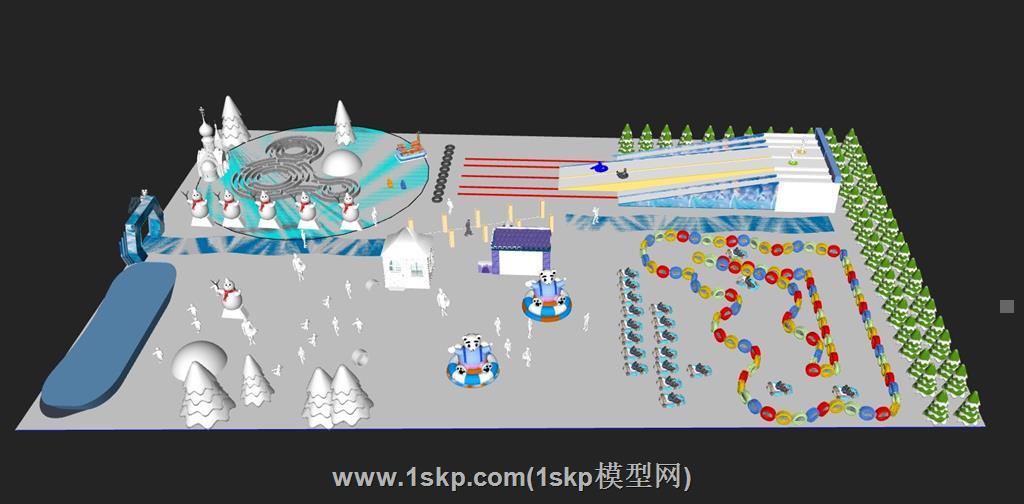 滑雪场滑雪SU模型