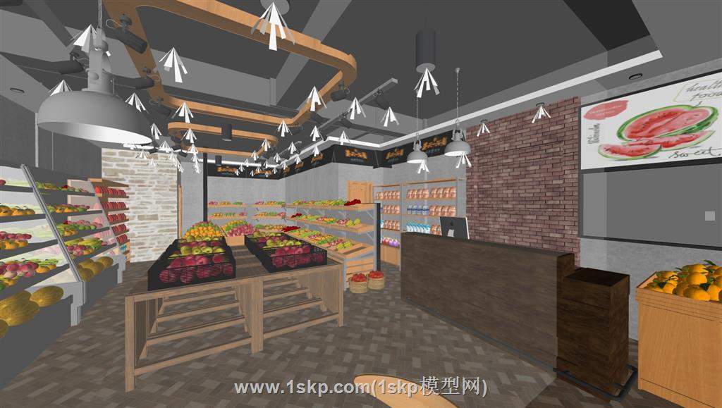 水果店蔬果架SU模型