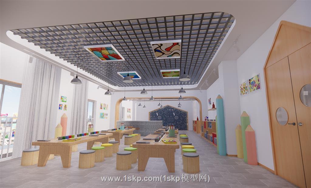 音乐室教室课堂SU模型