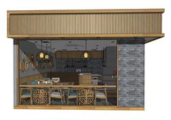 中式门头餐饮店SU模型