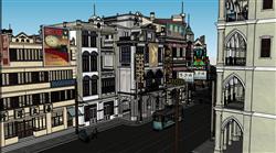 民国建筑街道商业街SU模型