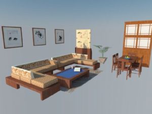 新中式沙发餐桌椅SU模型 免费sketchup模型下载