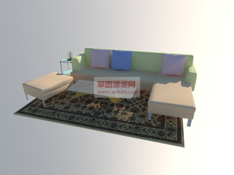 L型沙发茶几SU模型