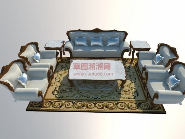 沙发茶几地毯SU模型