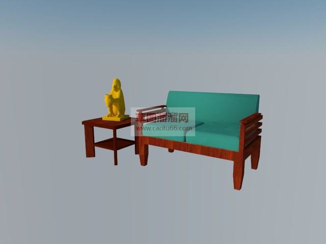 金猴子工艺品木沙发SU模型
