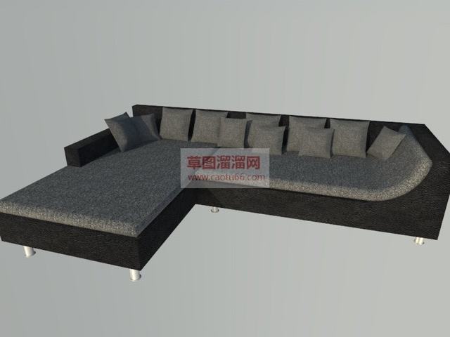 沙发L型帆布SU模型