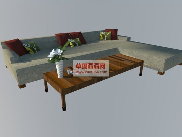 L型沙发茶桌茶几SU模型
