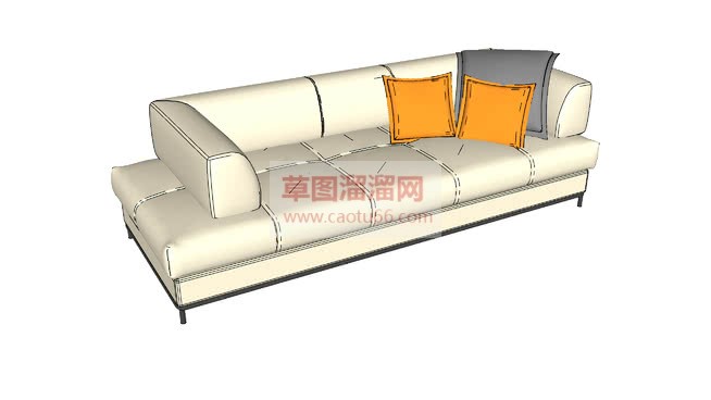 现代皮革小沙SU模型
