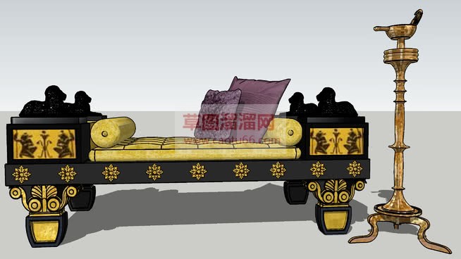 中式卧榻沙发SU模型