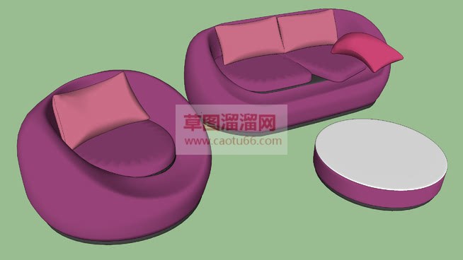 紫色圆形沙发SU模型