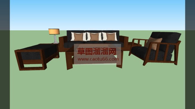 木制沙发茶几SU模型