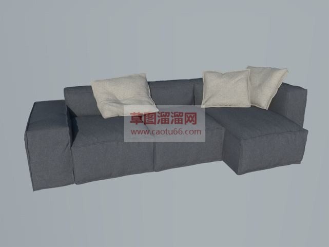 现代短L布艺SU模型