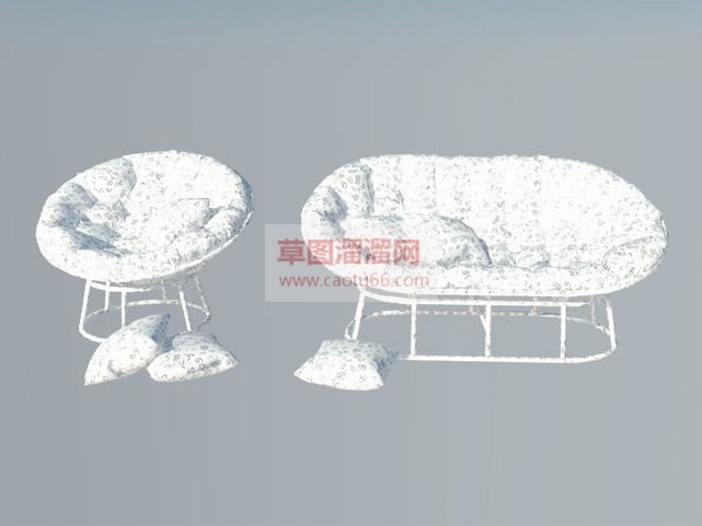 北欧花枕色沙SU模型