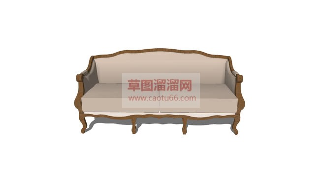 欧简木质沙发SU模型