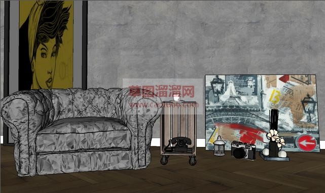 沙发艺术摆件SU模型