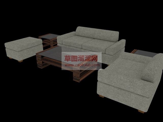 木玻璃茶几布SU模型